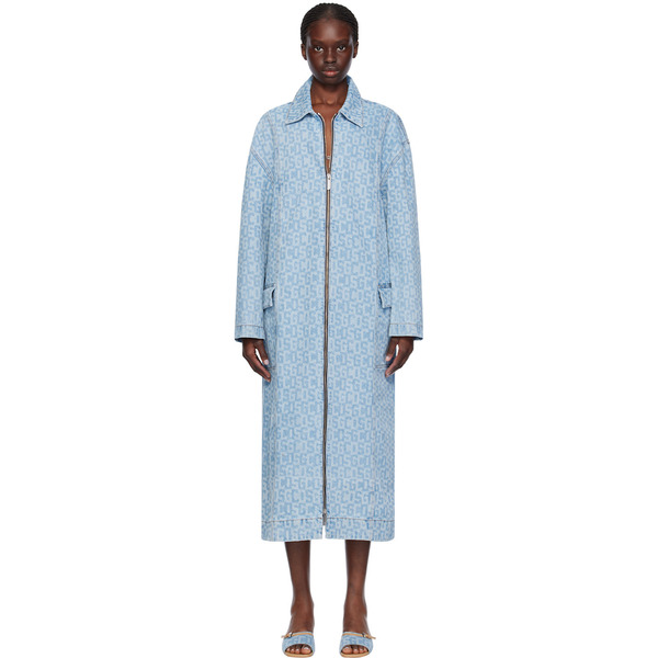  Gcds Blue Monogram Denim Coat 