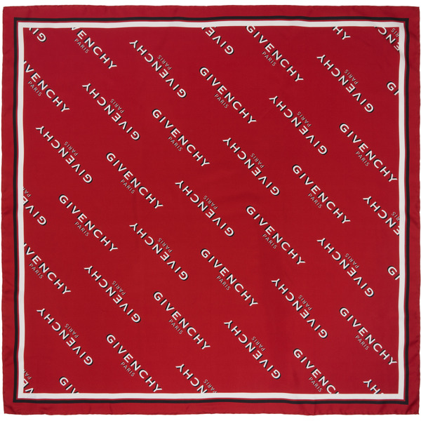  Givenchy Red 'givenchy' Shadow Square Scarf 