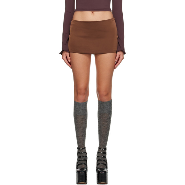  Guizio Brown Zip Miniskirt 