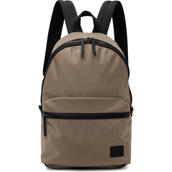  Hugo Beige Logo Patch Backpack 
