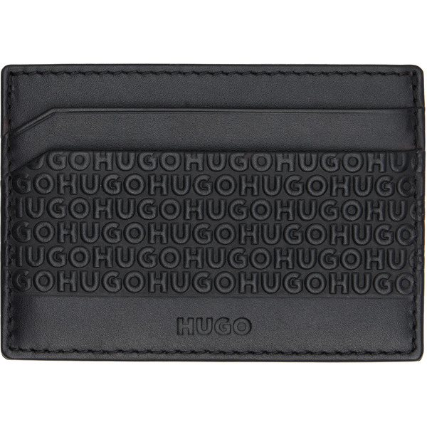  Hugo Black Logo-pattern Leather Card Holder 