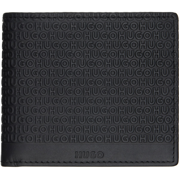  Hugo Black Logo-pattern Leather Wallet 