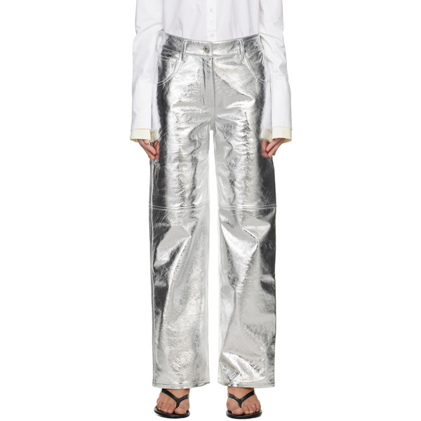  Interior Silver 'the Sterling' Leather Pants 