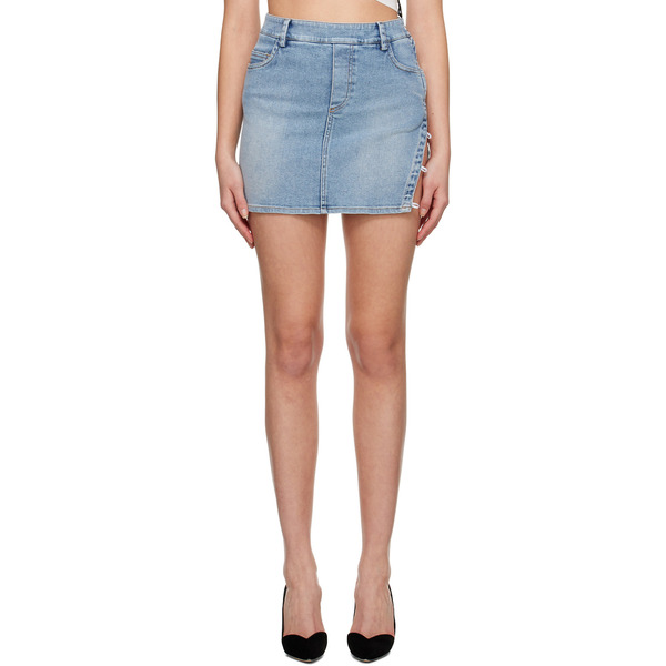  J6 Blue Button Denim Miniskirt 