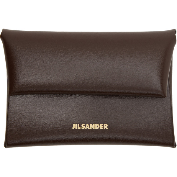  Jil Sander Brown Folded Coin Pouch 