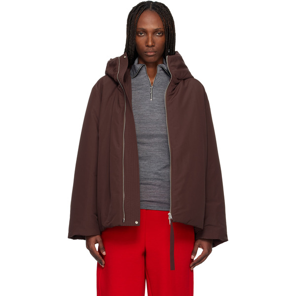  Jil Sander Burgundy Taffeta Down Jacket 