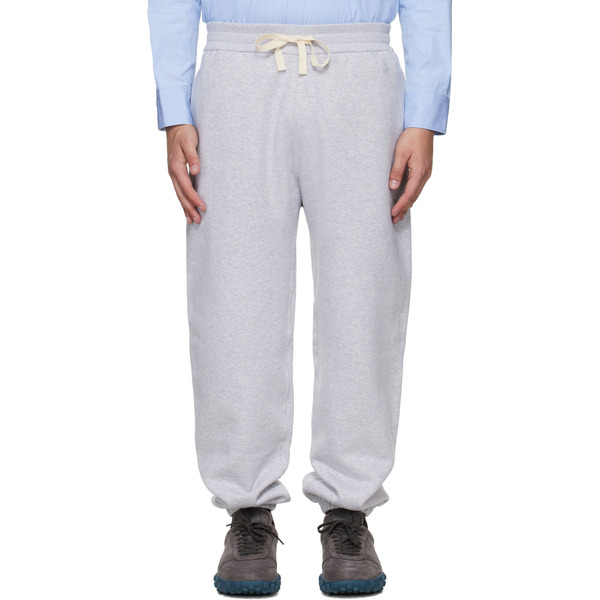  Jil Sander Gray Embroidered Logo Fleece Sweatpants 
