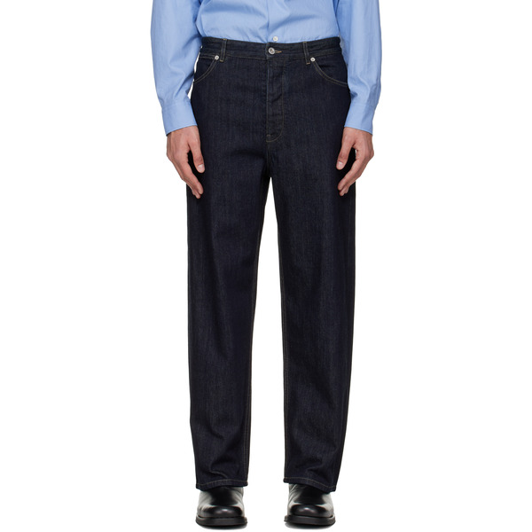  Jil Sander Navy Contrast Stitch Jeans 
