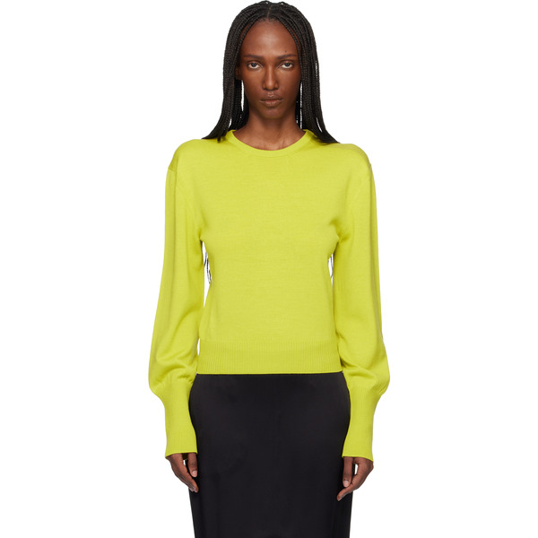  Lanvin Green Wool Grosgrain Detail Sweater 