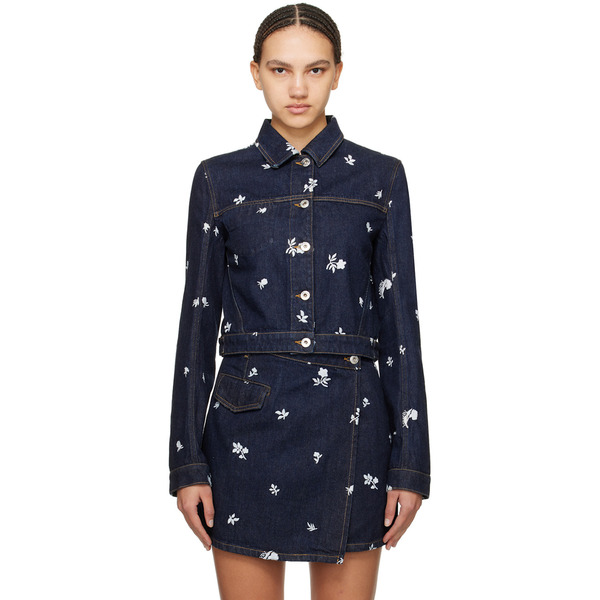  Lanvin Navy Embroidered Denim Jacket 