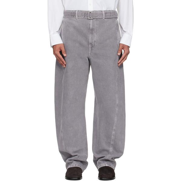  Lemaire Gray Twisted Belted Jeans 