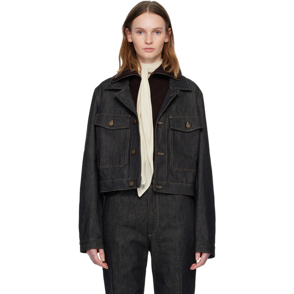  Lemaire Navy Cropped Blouson Denim Jacket 