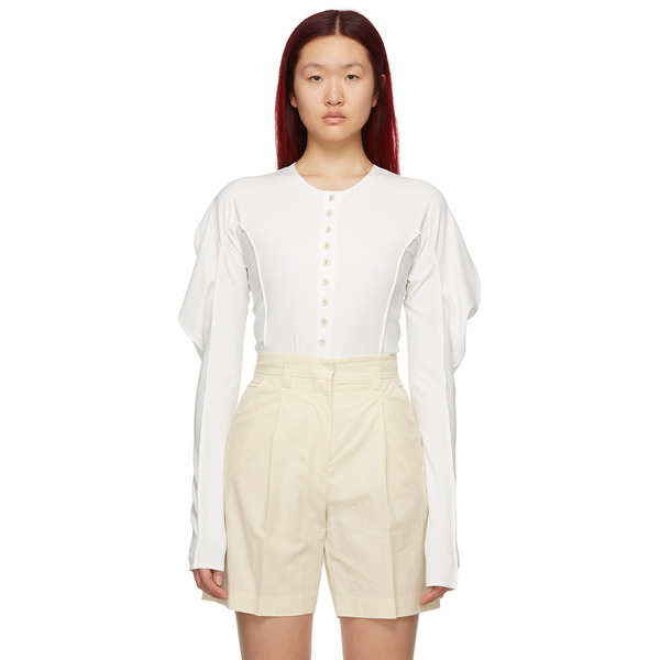  Low Classic White Slim Buttoned Bodysuit 