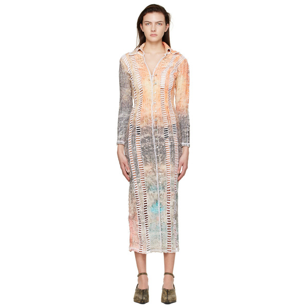  Luna Del Pinal Orange Polyester Midi Dress 
