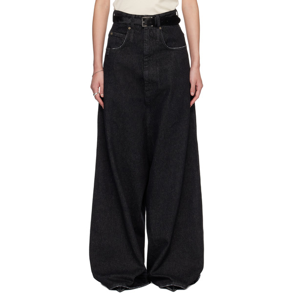  Lu'u Dan Black Drop Crotch Denim Jeans 