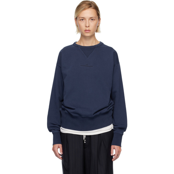  Maison Margiela Navy Embroidered Logo Sweatshirt 