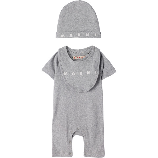  Marni Baby Gray Cotton Bodysuit Set 