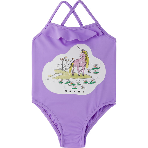  Marni Baby Purple Ruffled Swimsuit 