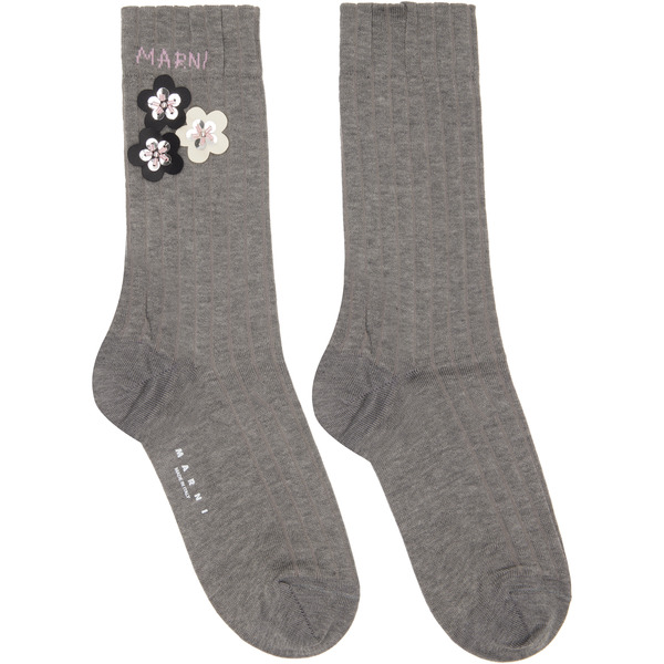  Marni Gray Daisy Applique Socks 