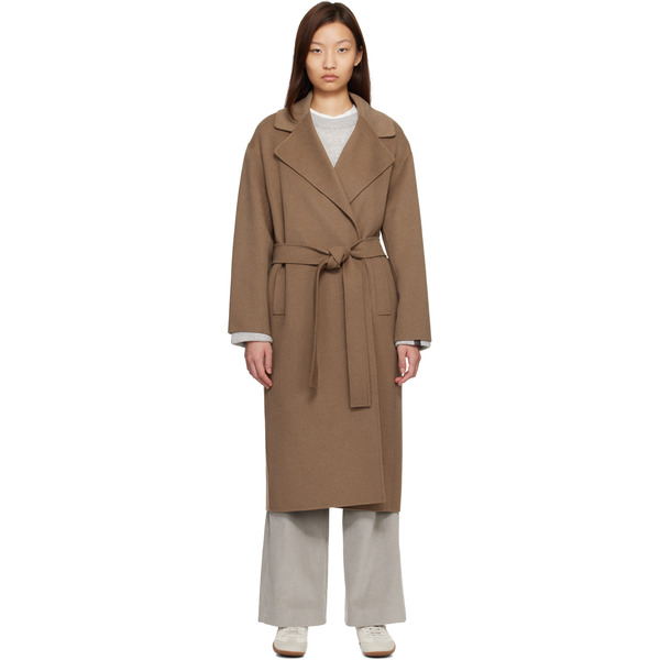  Max Mara Brown Long Wool Broadcloth Coat 