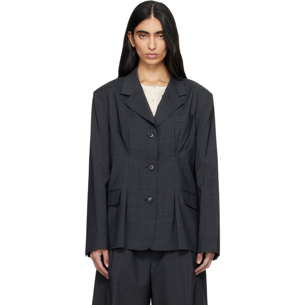 Mfpen Gray Inverted Pleat Blazer 
