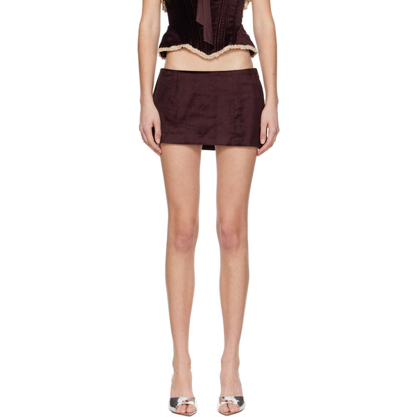  Mirror Palais Burgundy Velvet Skort 
