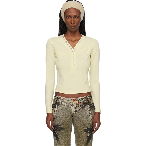  Miss Sixty Yellow Knwls Edition Logo Patchwork Top 