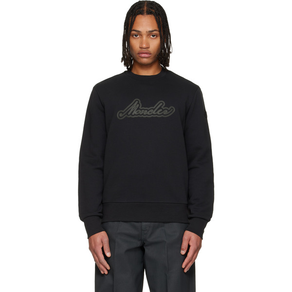  Moncler Black Cursive Logo Cotton Sweatshirt 