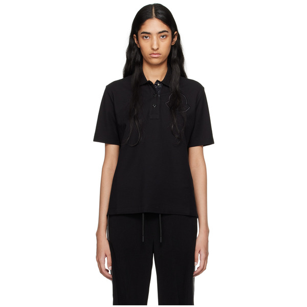  Moncler Black Embroidered-logo Polo 