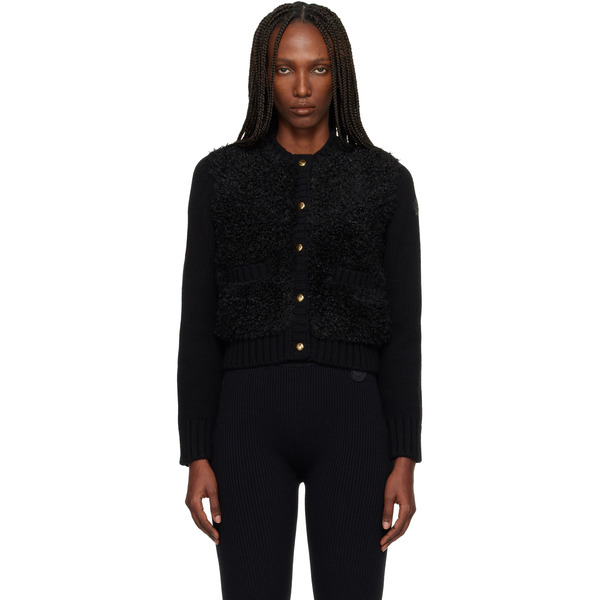  Moncler Black Paneled Down Cardigan 