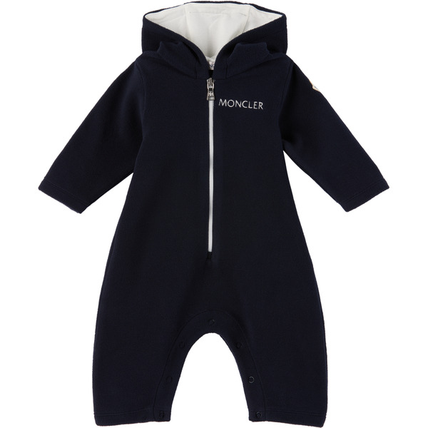  Moncler Enfant Baby Navy Embroidered Logo Jumpsuit 