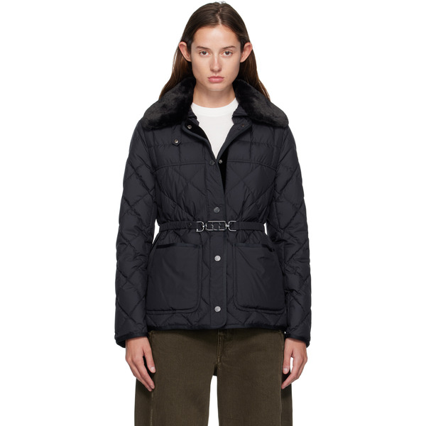  Moncler Navy Cygne Faux Fur-trimmed Short Down Jacket 