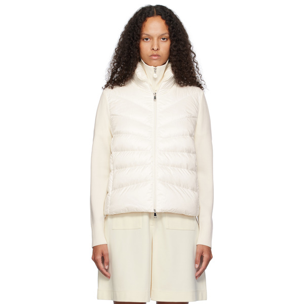 Moncler Off-white Padded Wool Down Cardigan 