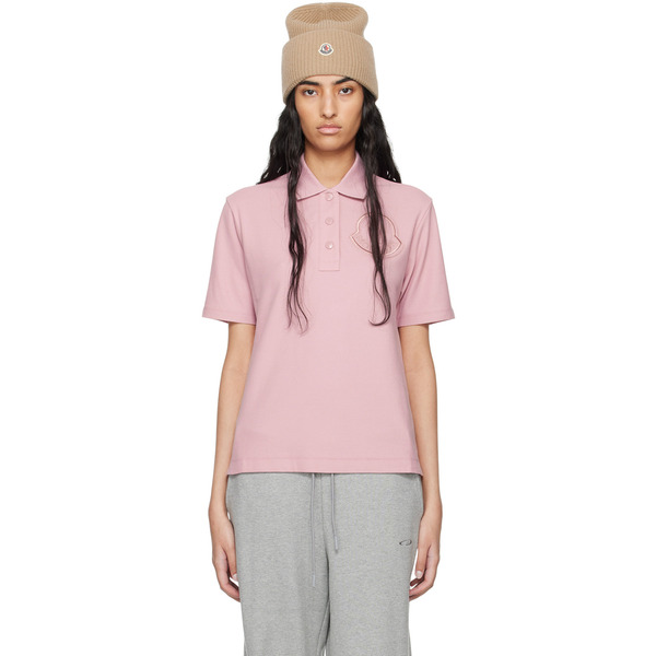  Moncler Pink Embroidered Polo 