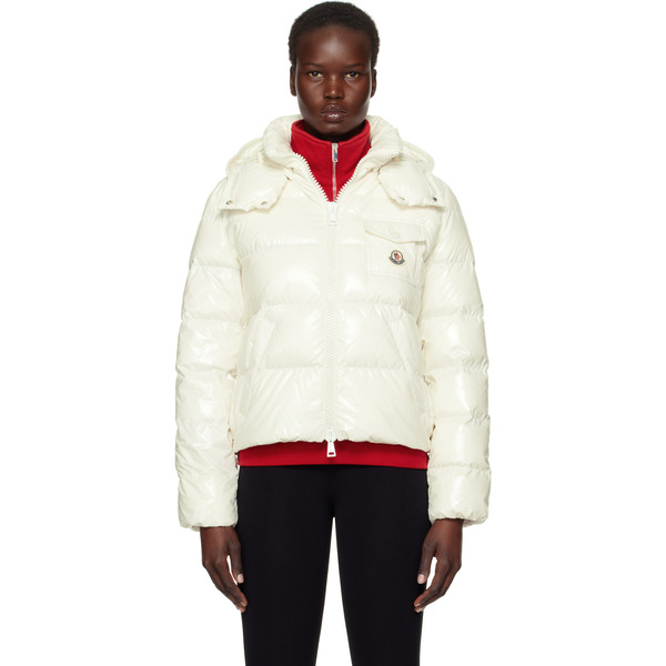  Moncler White Andro Hooded Short Down Jacket 