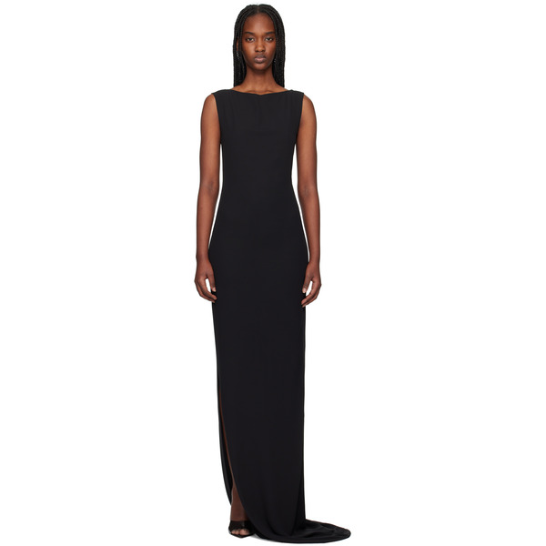  Mônot Black Georgette Maxi Dress 