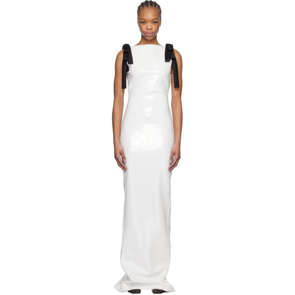  Mônot White Bows Sequins Maxi Dress 