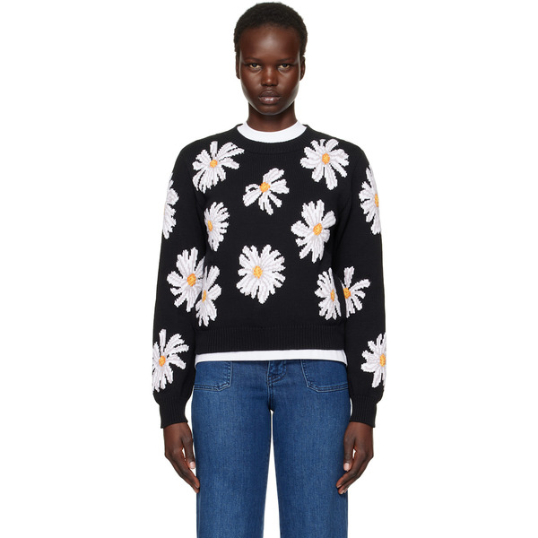  Moschino Black All Over Daisy Print Sweater 