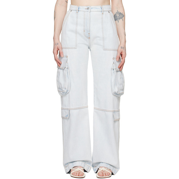 Msgm Blue Oversized Denim Cargo Pants 