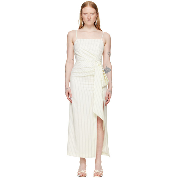  Msgm Off-white Pinstripe Maxi Dress 