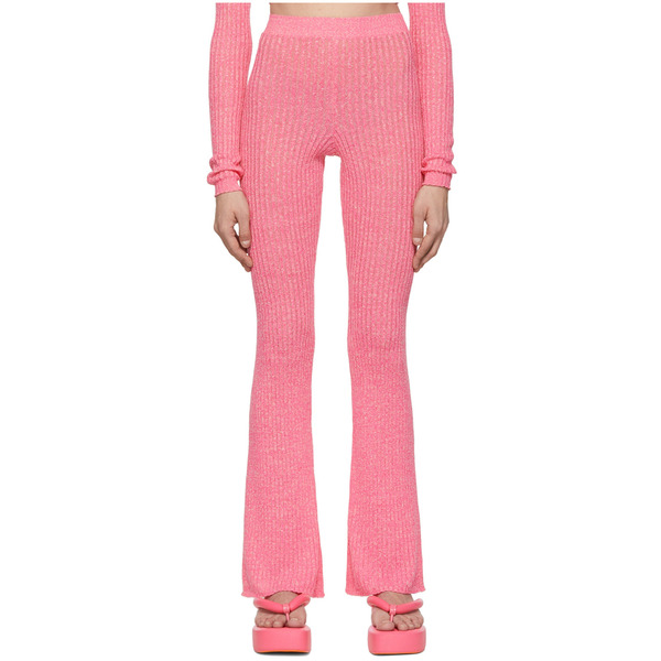  Msgm Pink Linen Lounge Pants 