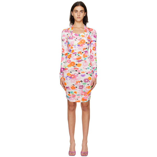 Msgm White Print Minidress 