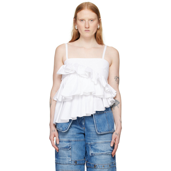  Msgm White Ruffled Camisole 