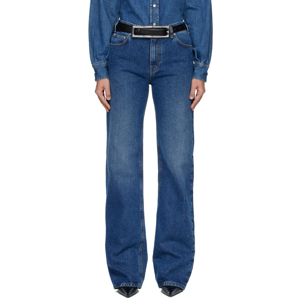  Mugler Blue Five Pocket Straight Denim Jeans 