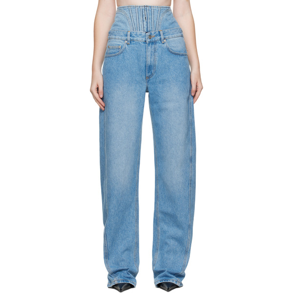  Mugler Blue High-waisted Corset Jeans 