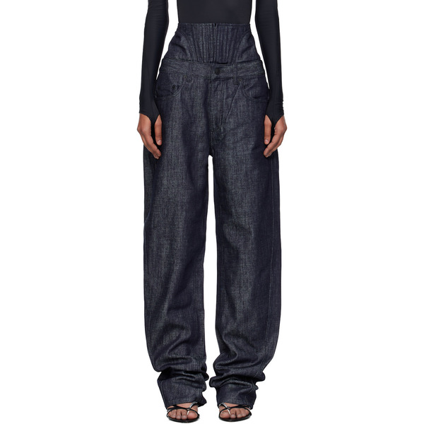  Mugler Blue High-waisted Corset Jeans 