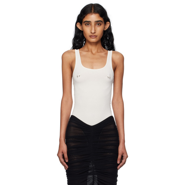  Mugler White Pierced Tank Bodysuit 