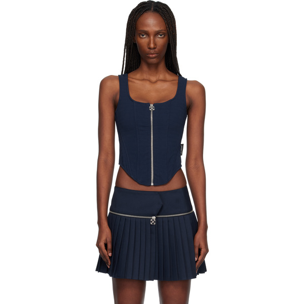 Off-white Navy Heavy Jer Corset Top 