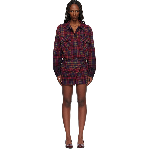  Off-white Red Check Flannel Arrow Minidress 