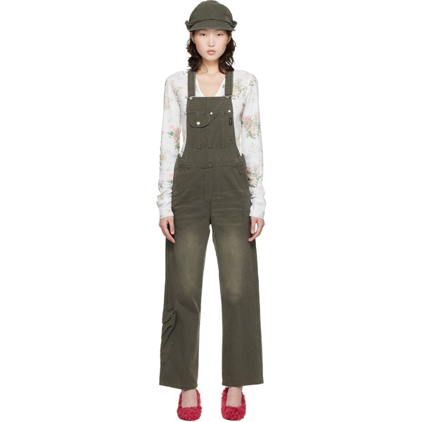  Open Yy Brown Cargo Pocket Cotton Overalls 